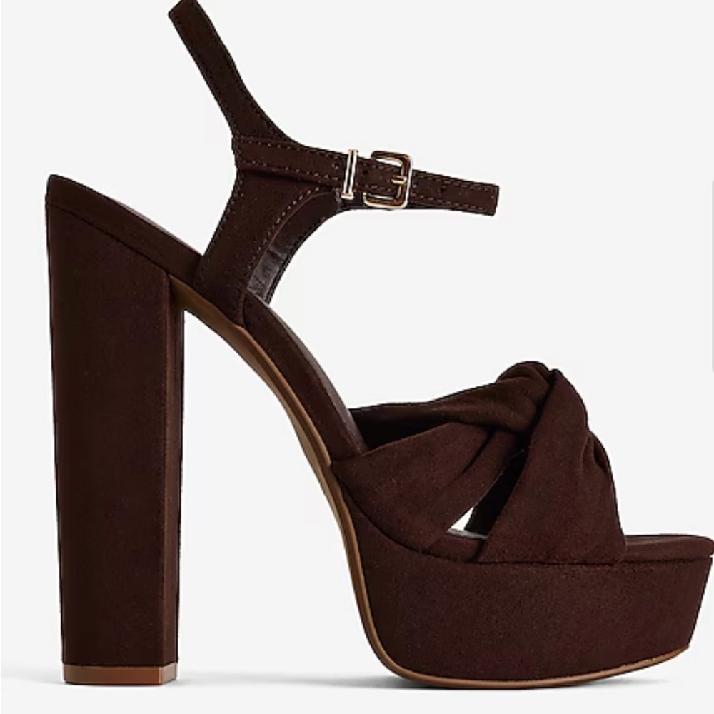 Express Brown Platform Sandals with Ankle Strap